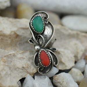 925 Sterling Silver Ring Native American Size 6.5 Band Gemstone ...