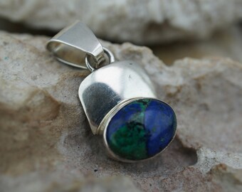 Pendentif Vintage Artisanal – Argent Massif Et Turquoise – Signé Par L'artiste – Style Moderniste Abstrait – Occasion