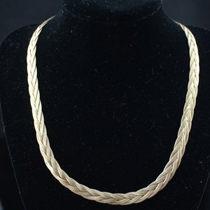 Vintage  Gold Vermeil choker HCT gold over 925 italy sterling silver herringbone necklace plaited circa minimalist Modernist Graceful d073