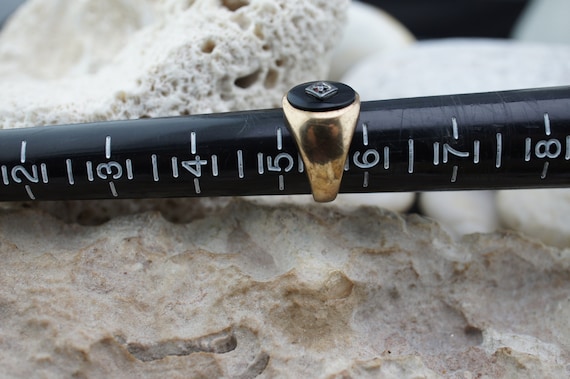 14K Solid Gold Yellow White Ring authentic tiny D… - image 2