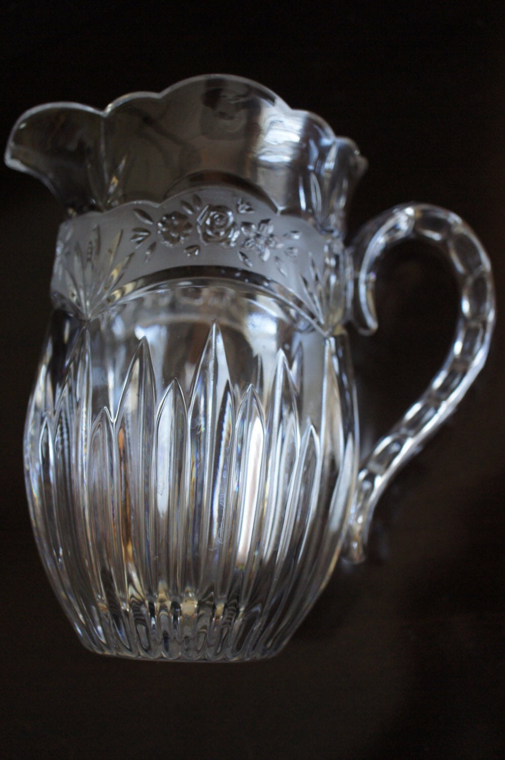Vajilla Cremar Cristal Chrystal Diamante Corte Americano Brillante jarra de agua Circa