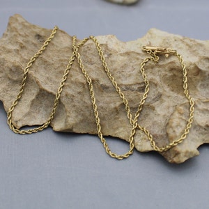 SOLID GOLD 14k Gelb Seil Twisted Design Kettenhalskette 3,4 Gramm 16,5 ”lang 1,5 mm breit Halsband Geschenk Art Deco XX