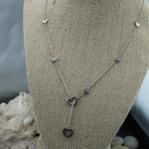STERLING SILVER 925 Chain Necklace Vintage Art Deco Heart Hearts Pendant Jewelry Necklace anchor design Modernist st635