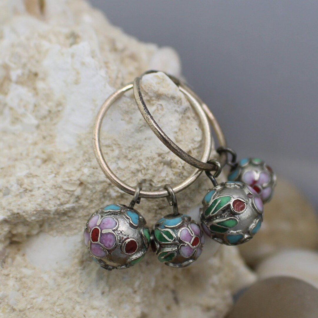 Boucles D'oreilles Pendantes Vintage Couleur Argent - Modèle *5112, Occasion - Bijou Fantaisie