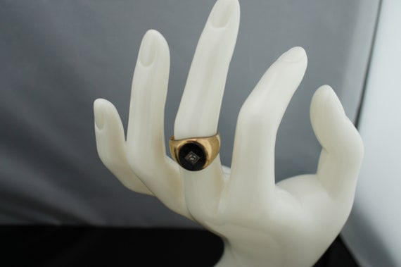 14K Solid Gold Yellow White Ring authentic tiny D… - image 6