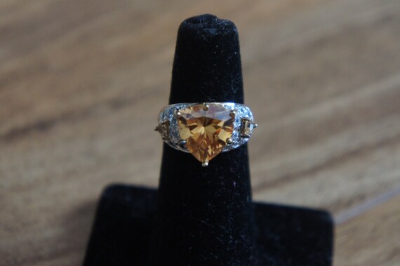 ヴィンテージリング シルバー スターリング 925 CZ シトリン 