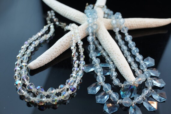 Western Germany Vintage Necklace Set of 2 Chains With Blue
