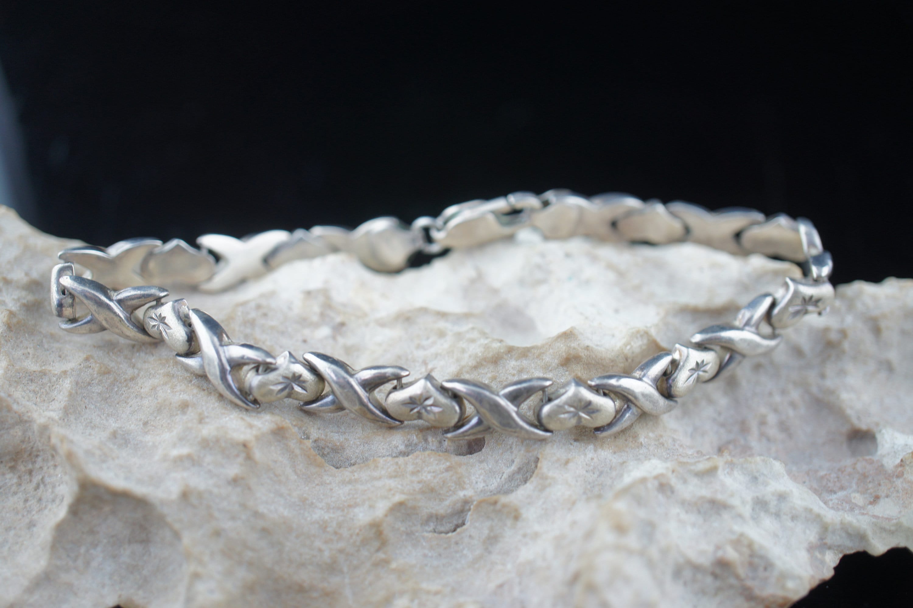 Bracelet argent massif ondes rythme cardiaque