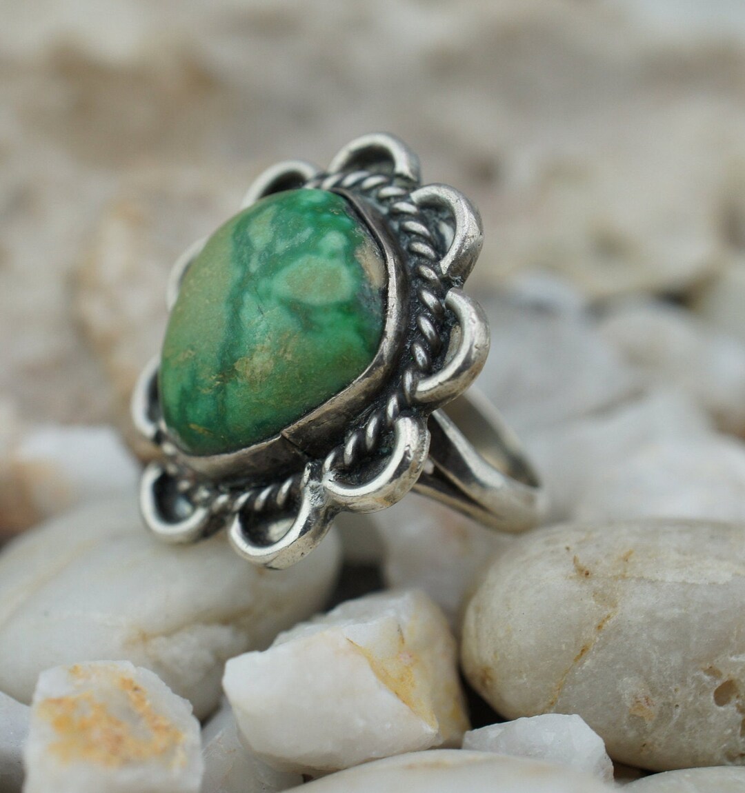 925 Sterling Silver Ring Native American Size 6 3/4 Band Gemstone ...