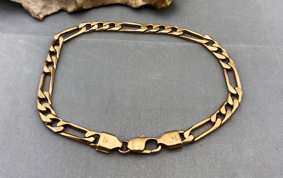 Italy 585 Solid Gold 14k Vintage Bracelet Yellow Figaro Italy 585 Solid Gold 14k Vintage Bracelet Yellow Figaro