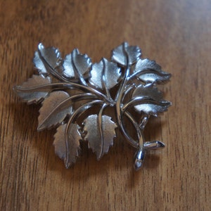 Vintage  Signed Trifari Leaf Brooch. Sweater pin, scarf pin, shawl pin Pin Brooch , Branch , Signed Collectable A-087