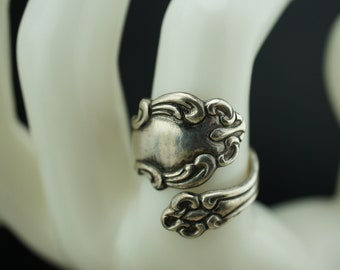 925 Sterling Silver Ring Size 8 Spoon Finger Art Deco Jewelry Vintage Minimalist 12SO