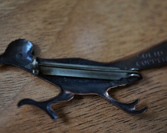 Broche vintage trouvailles oiseau épingle ton cuivre paramètres lunette