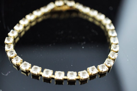 Vintage Art Deco Monet Bracelet  gold tone Cubic … - image 3