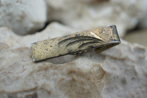 Pince à Cravate Vintage En Argent Sterling Avec Chaîne Et Pendentif MACO - Nécessite Un Polissage