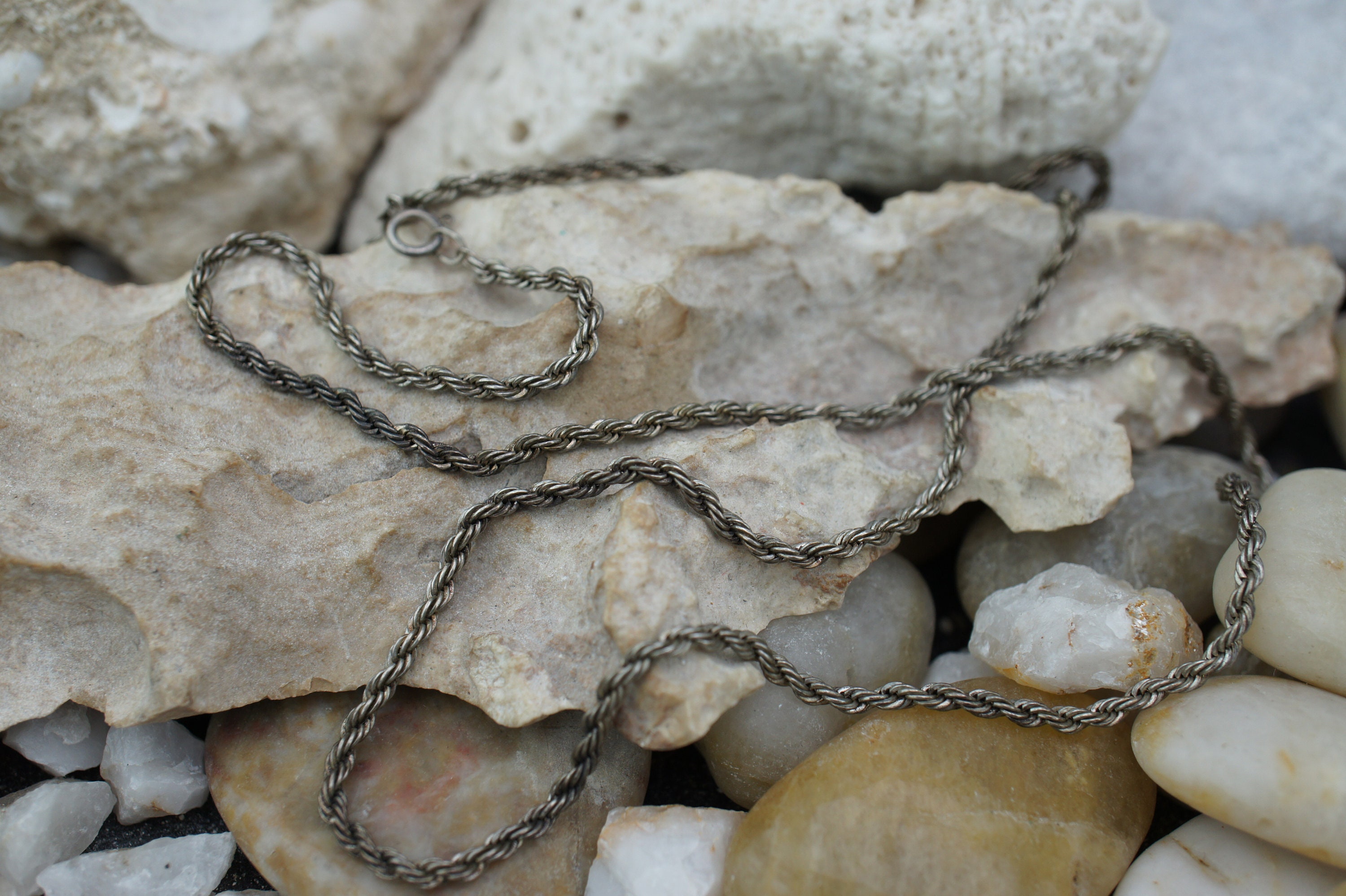 Très Joli Collier Chaîne En Argent Massif 925, Maille Art Nouveau Torsadée, Super élégant