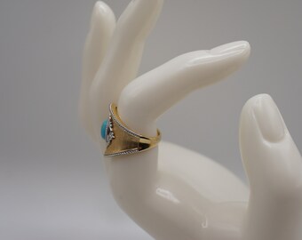 Signed EA 14K China Vintage Solid Gold Yellow White Ring
