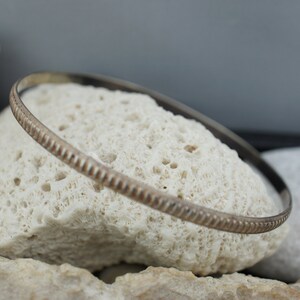925 Sterling Silver Bangle Solid 925 Bracelet Vintage Narrow Art Deco Jewelry Hoop Ornament *367