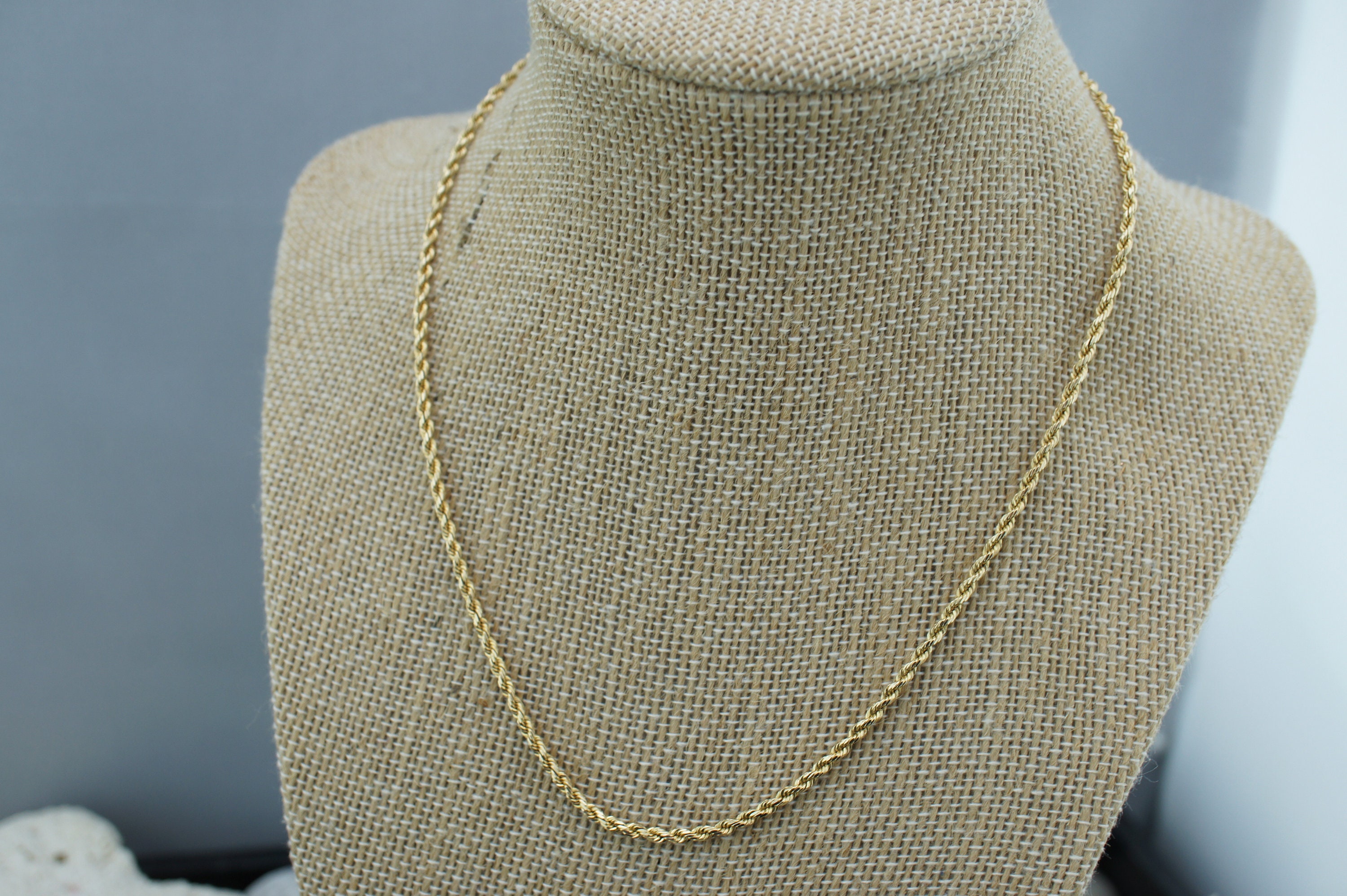 SOLID GOLD 14k Italian Gold Rope Twisted Design Chain Necklace 8