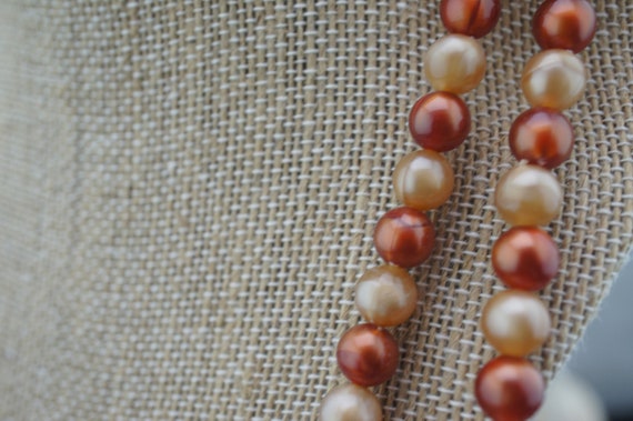 Coro Necklace Chain Brown Beige Beads Big Small 2… - image 4