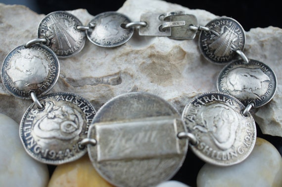 925 Bracelet Vintage Designer Sterling Silver Coi… - image 4
