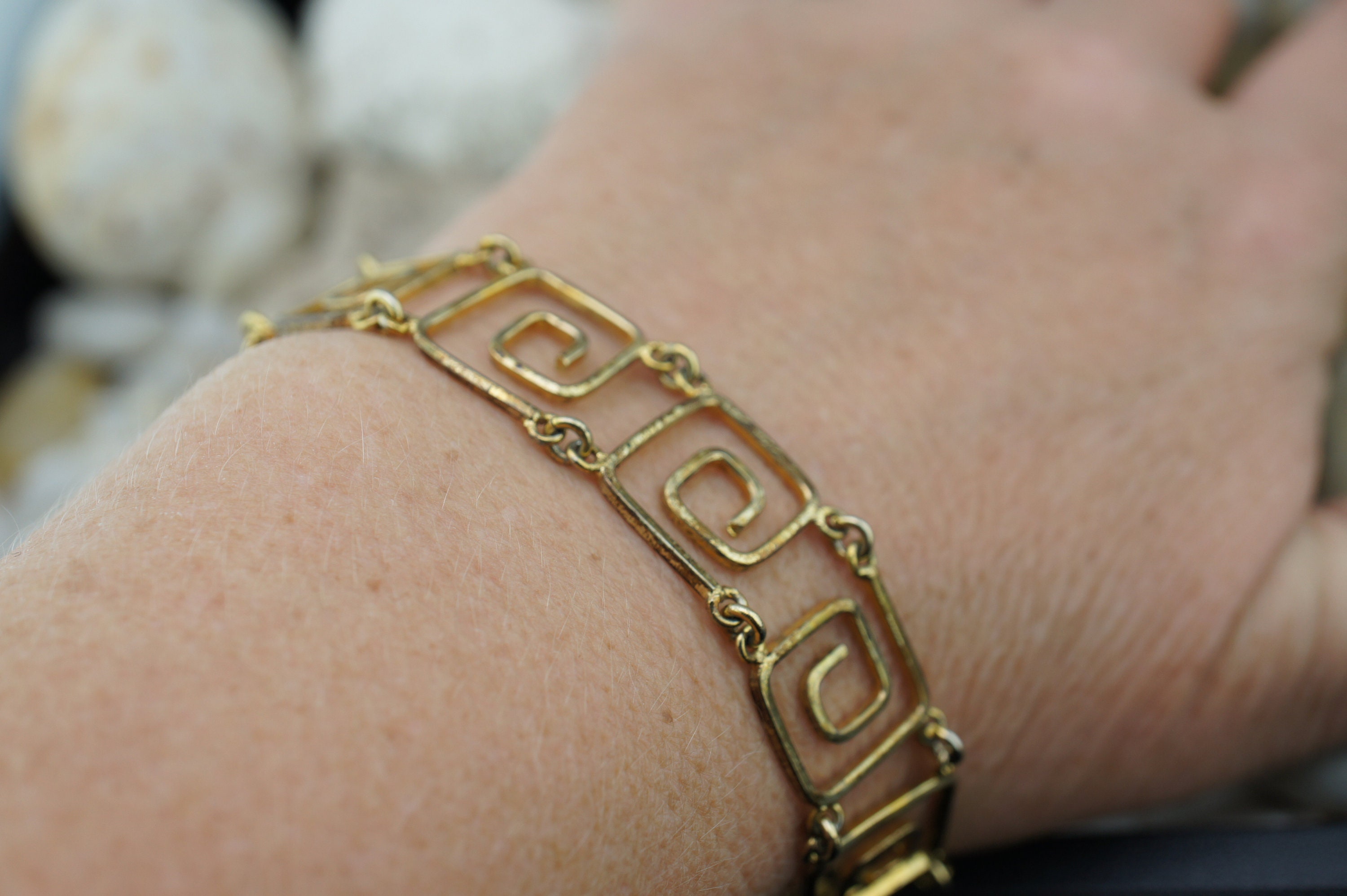 1/20 12KFG Vintage Designer Links Linked Bracelet Fancy Gold