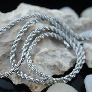 STERLING SILVER 925 Pierre Cardin Vintage Art Deco Jewelry Necklace  chain twisted rope  design Modernist st122