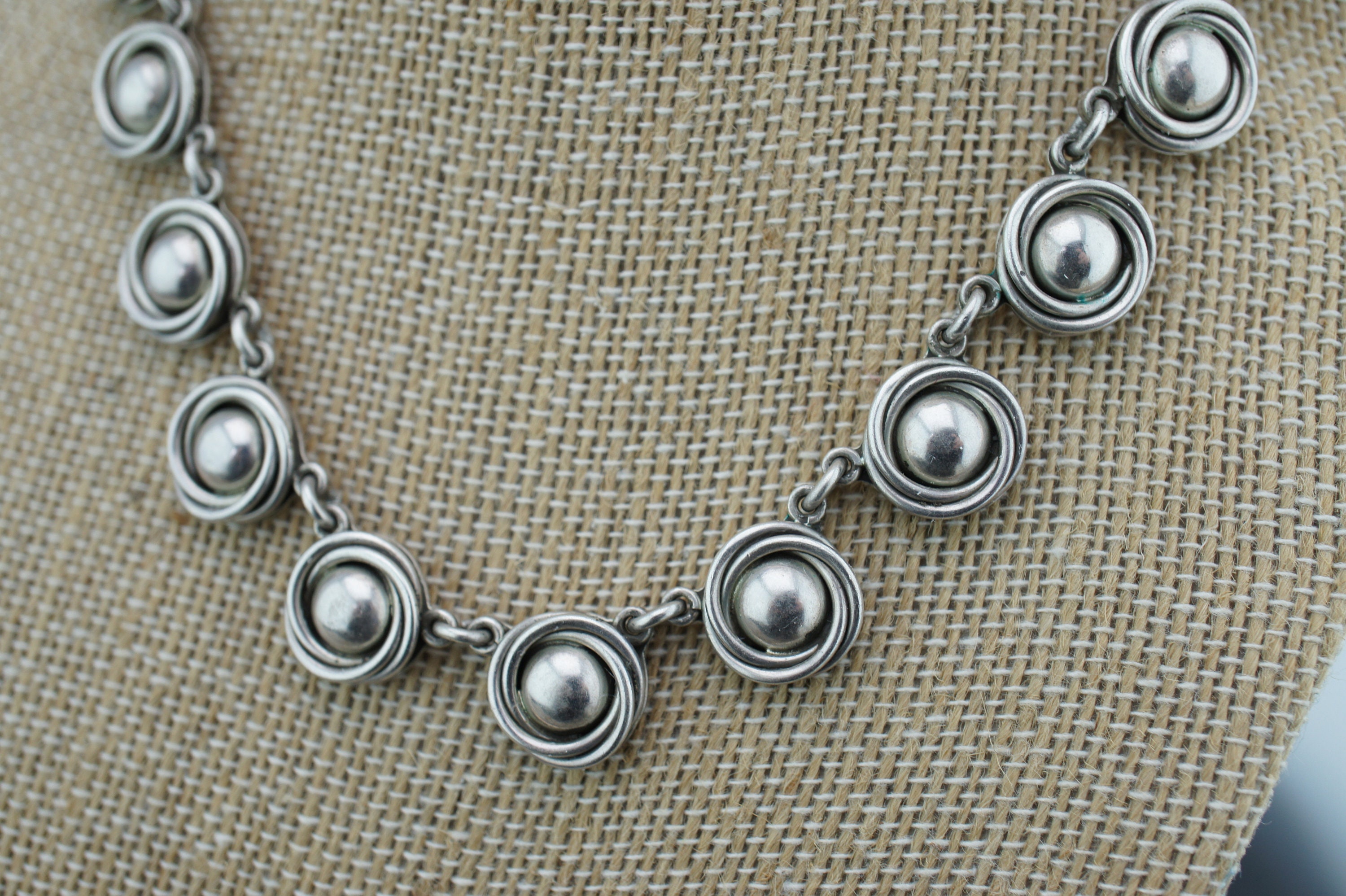 【希少】vintage メキシコ シルバー 925 Mexico silver Mexico 925 Sterling Silver TV-159 Necklace Choker Half Orb Links