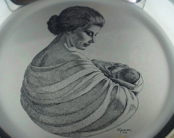 Vintage 1972 Franklin Mint Mother's Day Plate & Child Solid