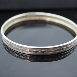 925 Sterling Silver Bangle Solid 925 Bracelet Vintage Narrow Art Deco Jewelry Ornament *366