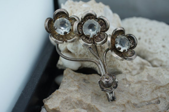 925 Sterling Silver Jewelry Vintage Flower Bouque… - image 1