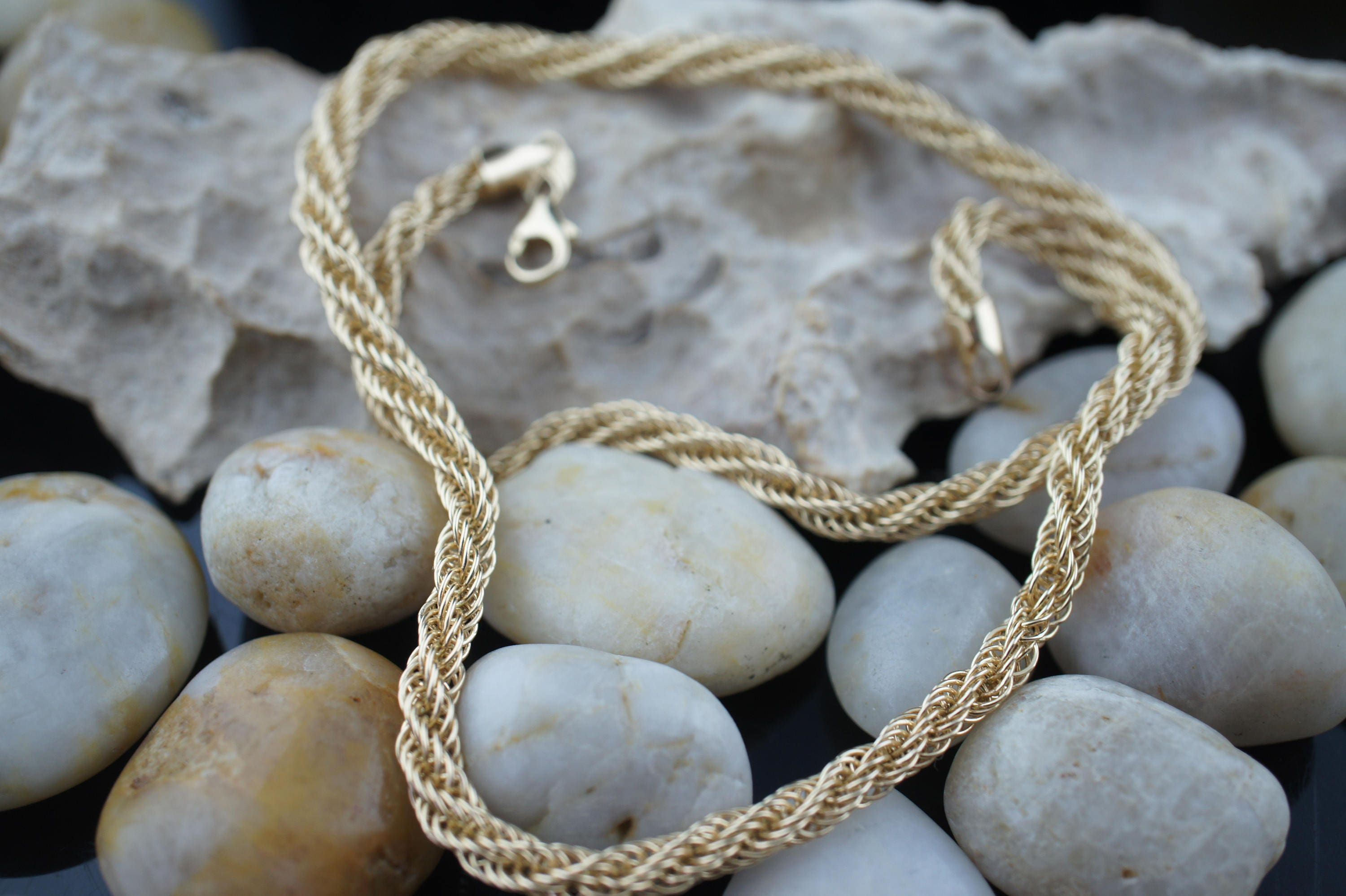 SOLID GOLD 14k EG Peru 14K Gold Italian Rope Design Chain Necklace 