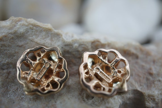 10k Solid Gold Earrings Stud Piercing Tricolor Ye… - image 5