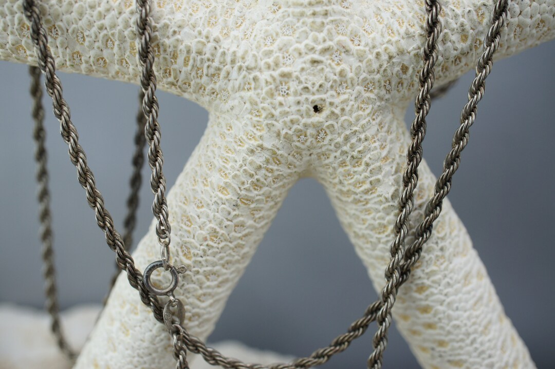 Très Joli Collier Chaîne En Argent Massif 925, Maille Art Nouveau Torsadée, Super élégant