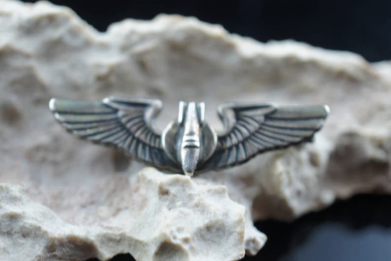 Sterling Silver 925 Army Bombardier Emblem Badges Cocade Pilot Pin CWW2 Fire Watcher Vintage Art Deco st85