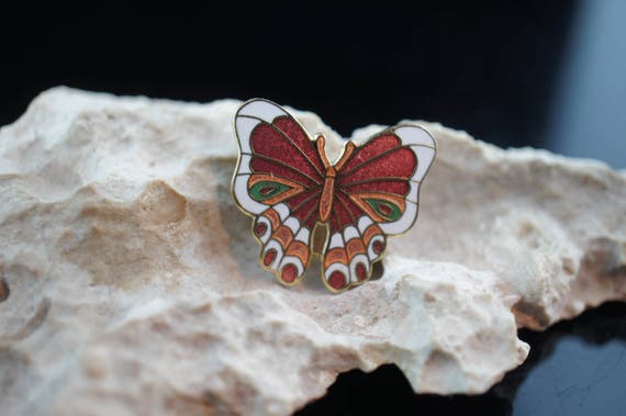Gold Tone Butterfly butterflys Brooch Pin Bitt Cr… - image 4