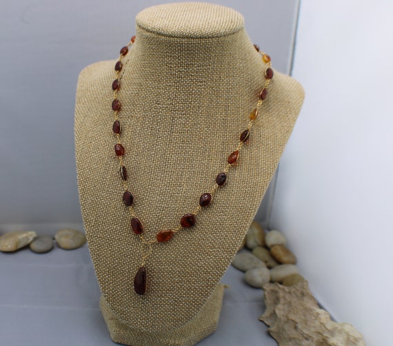 Necklace chain set 2 necklaces beads brown faux s… - image 4