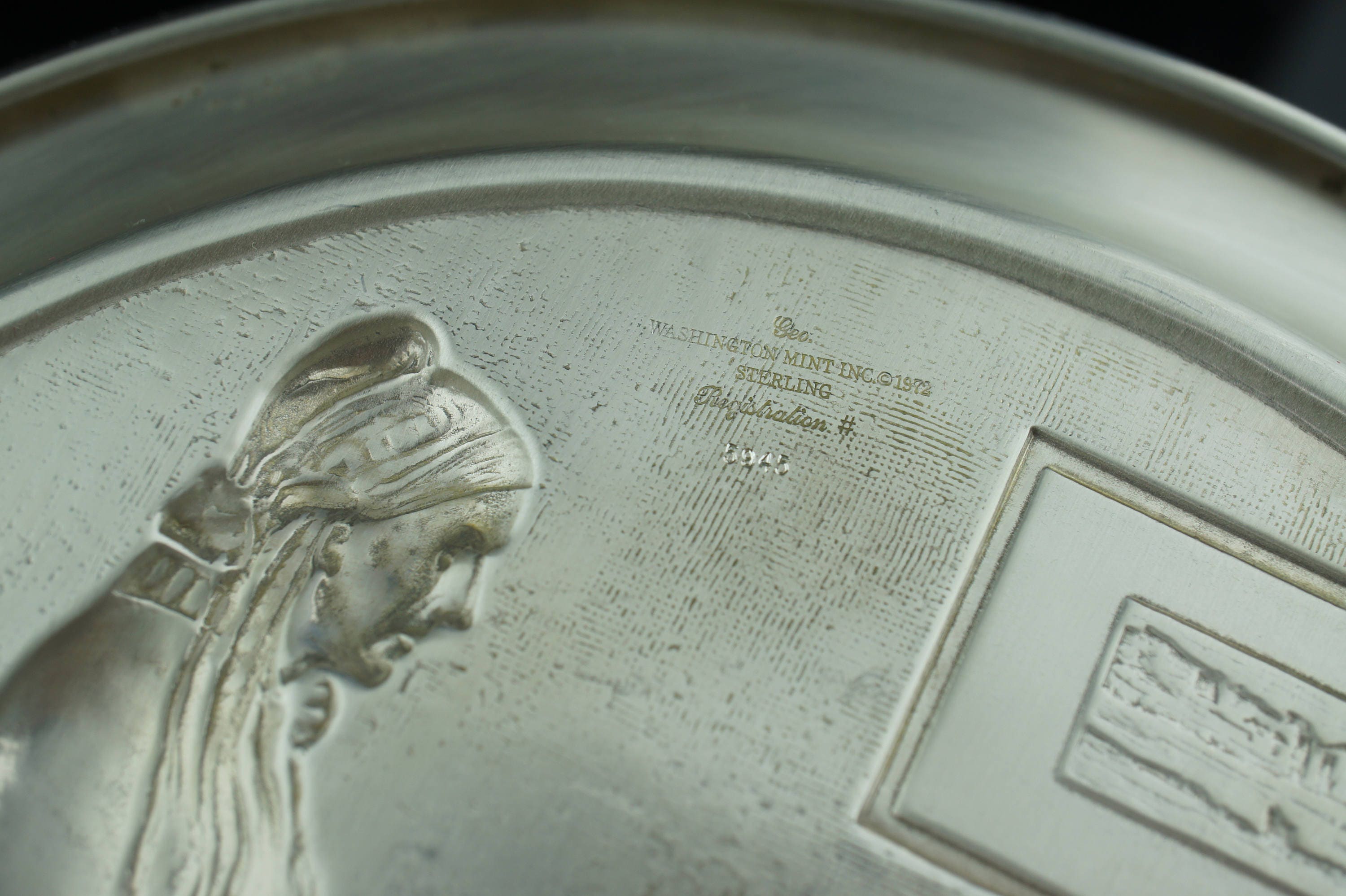 STERLING SILVER Solid Plate Vintage 925 George Washington