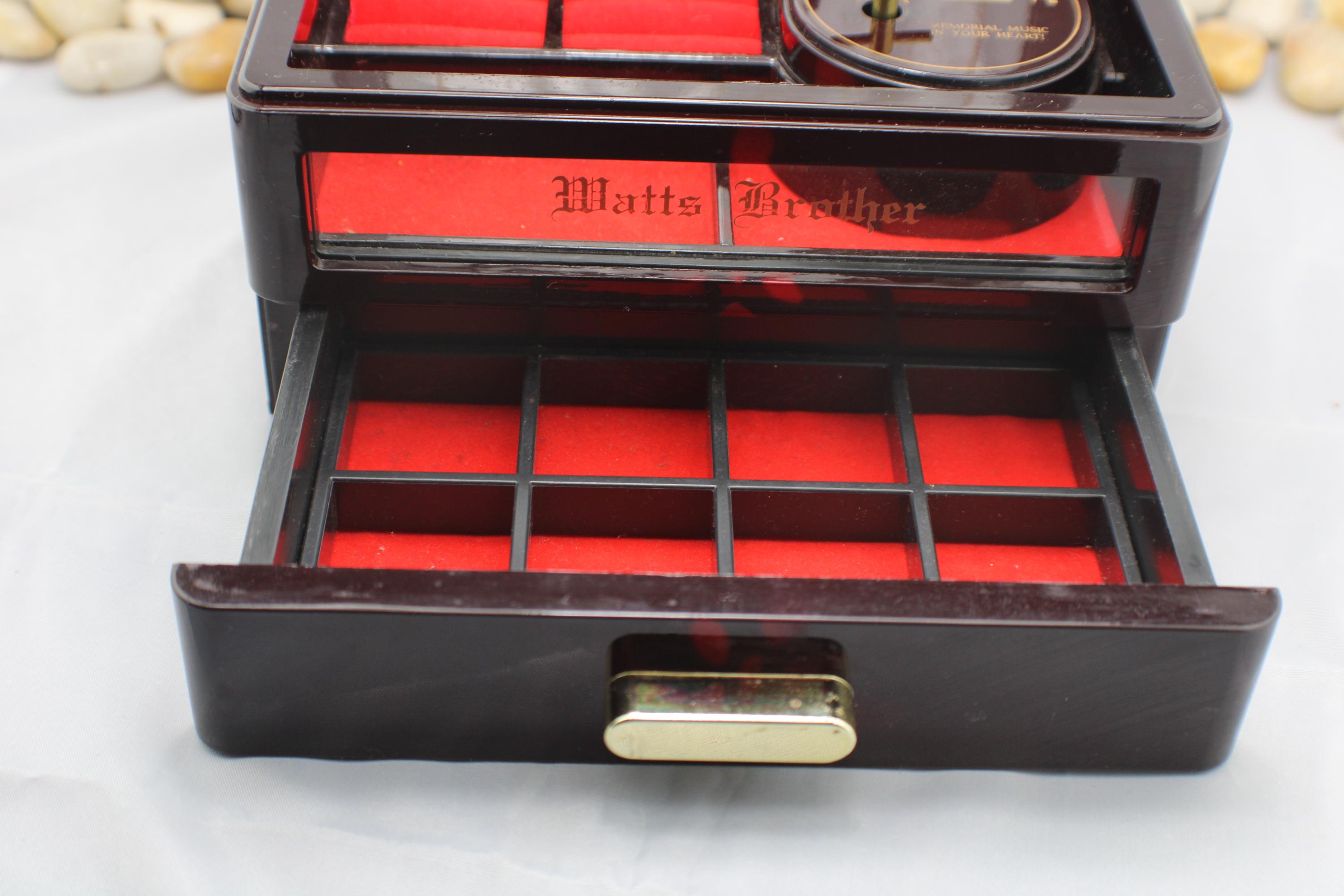 Vintage Elegant Rectangle Jewelry Music Box Storage Organizer Case