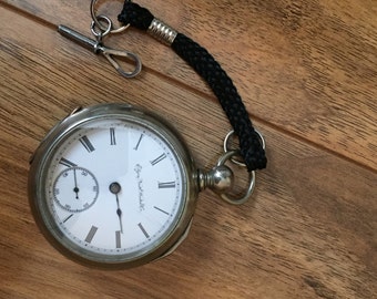 1890 Elgin National Co pocket watch circa 18s  Runs strong Open Face Pocket Watch18 size elgin national watch co pocket watch key wind M-015
