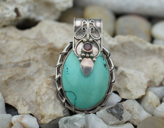 American Indian Navajo Sterling Silver 925 Polished Oval Natural 
