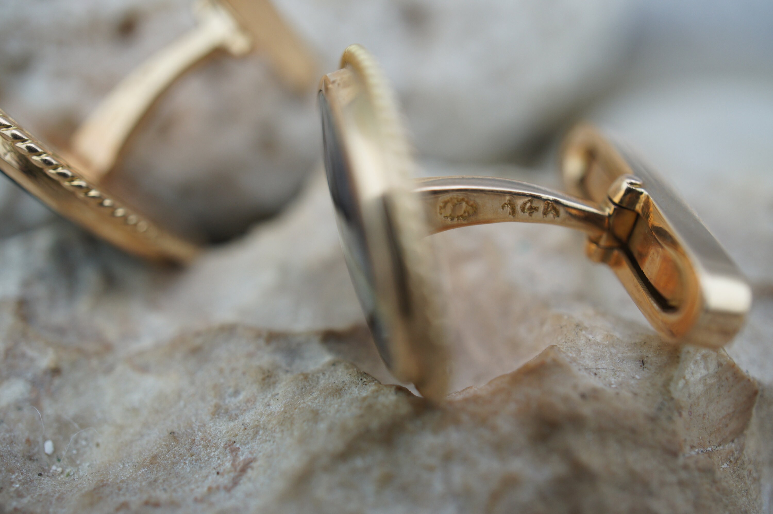 【日本製】 ヴィンテージ 14k カフスリンク カフスボタン ゴールド ソリッド 小物