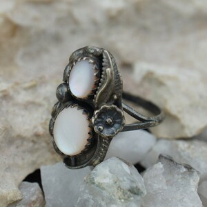 925 Sterling Silver Size 6.5 Band Shell Flower Wide Deco Jewelry Oval Vintage Art Deco Minimalist *648
