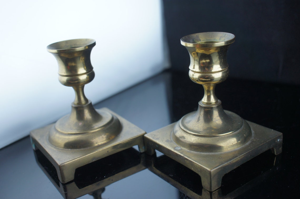 Vintage Candle Holder Ethan Allen Candlestick Solid Brass Usa Etsy