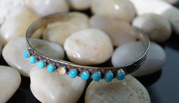 Coonsis Zuni Kingman Turquoise Sterling Silver Bracelet Native American Coonsis Zuni Kingman Turquoise Sterling Silver Bracelet Native American