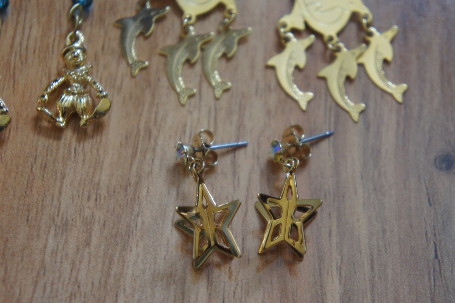 【VINTAGE HOLLYWOOD】Line Surfing Board Earrings〜ピアス Vintage Jewelry Earrings Pierced/stud/ Set / Drop Part/ Gold