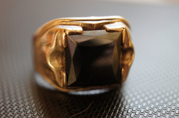 Vintage Sterling Silver 925 Ring with Black stone… - image 1