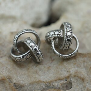 Sterling Silver 925 Vintage Art Deco Stud Pierced Earrings Hammered  Rings Jewelry Modernist  st935