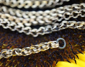 Solid Gold 10K Necklace Chain Vintage Yellow Man Unisex Heavy 13.2 gram Double Ring in Ring or anchor links Design 27 inches long P