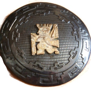 Gioielli Spilla Pin Vintage Sterling Silver 925 Martellato Peruviano Totem 18k venduto Gioielli tribali Oro 1940 W-068